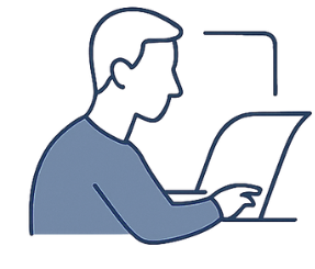 Online anfragen – Person am Dokument